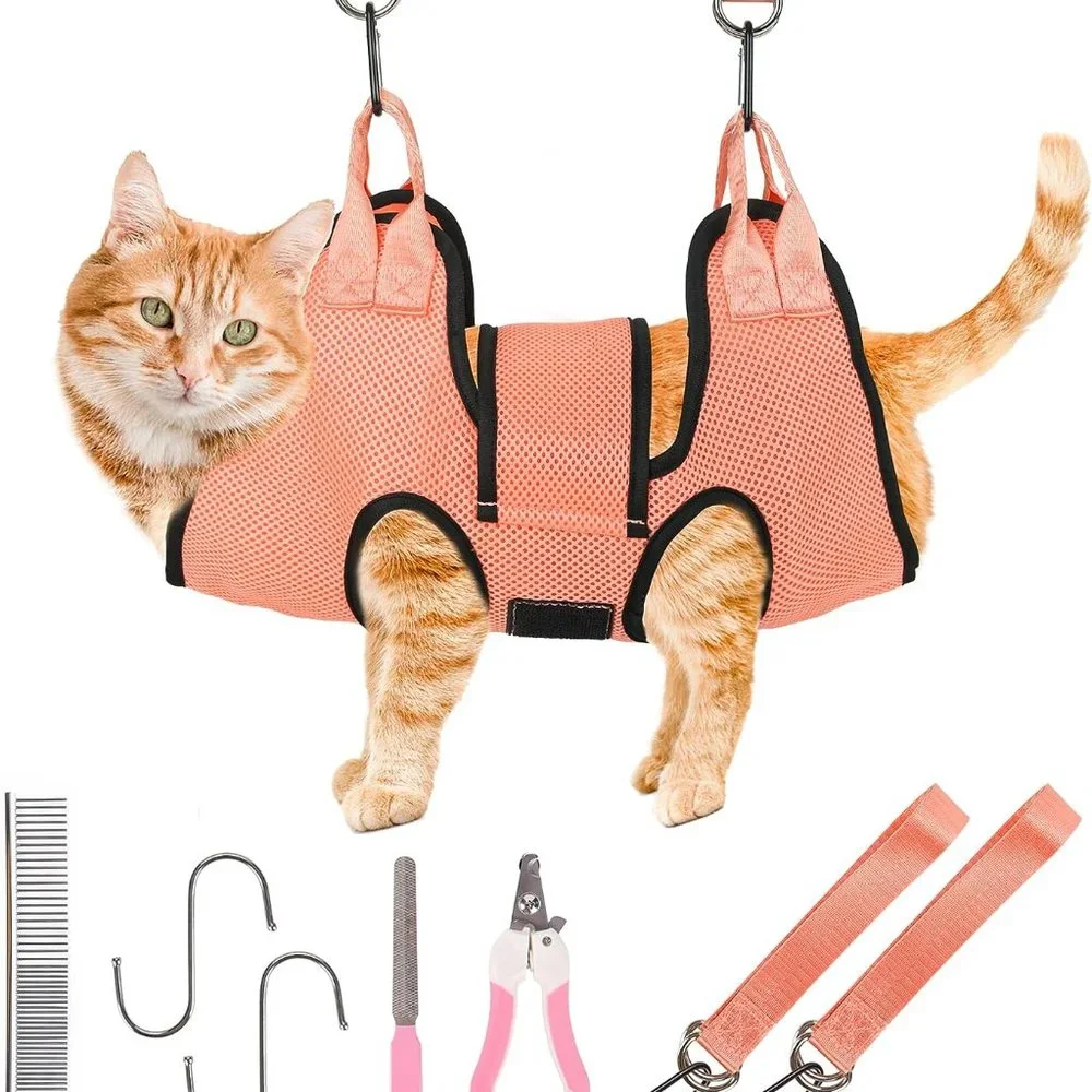 Dog/Cat Grooming Hammock, Pet Grooming Hammock with Security Strap